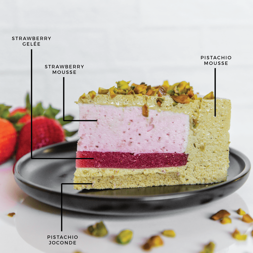 cross section of an entremet mousse cake